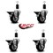 Service Caster 3.5'' Black Poly Swivel 1-3/8'' Expanding Stem Caster Set with Brake, 4PK SCC-EX20S3514-PPUB-BLK-PLB-138-4 - alternate 4